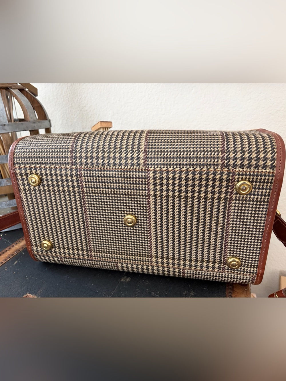 RARE Ralph Lauren Vintage πΏπππ & πΎππ¦ Houndstooth Boston Travel Doctors Lg Bag - Picture 14 of 16